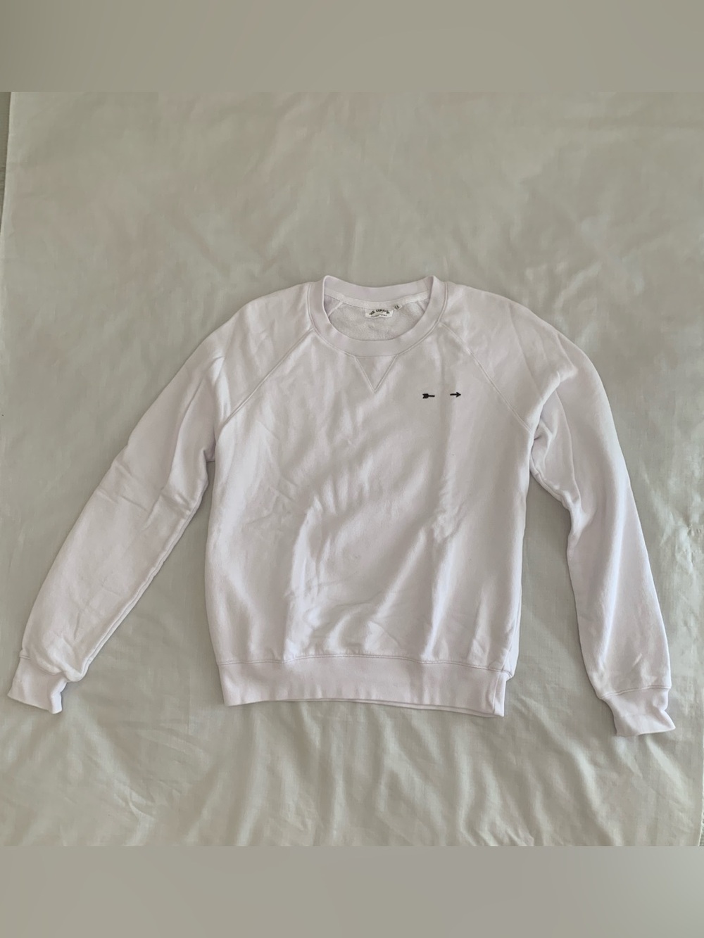The Upside White Saturn Arrow Sweater Crewneck Sweatshirt XXS US 2 EUC
